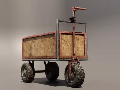 Old three wheeled cart 3D model