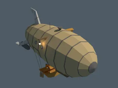 Low Poly Zeppelin airship Low-poly 3D model