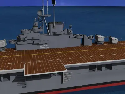Essex Class Aircraft Carrier CV-17 USS Bunker Hill 3D model