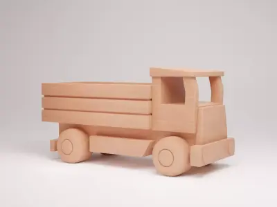 Wooden truck 3D model Low-poly 3D model