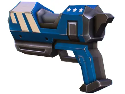 LowPoly Sci-Fi Cartoon Pistol Gun Low-poly 3D model 2