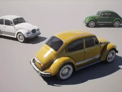 Low Poly Small Car 2 - Game Ready Low-poly 3D model