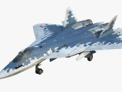 SU-57 Stealth Jet Fighter Pixel Camouflage 3D model