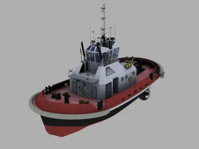 Tugboat industrial Low-poly 3D model