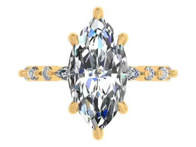 6 Prongs Set Mq Stone Engagement Ring 3D print model purchase