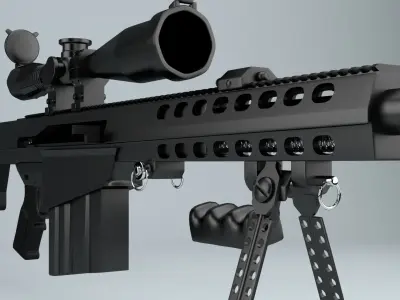 Barrett rifle with scope 3D model