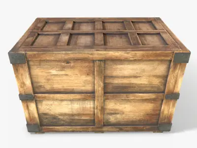 3D Wooden Crate Game Ready PBR Textures Low Poly Low-poly 3D model