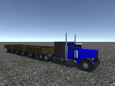 Industrial Long Truck 2 Low-poly 3D model