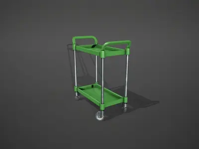 Green Service Cart Low-poly 3D model