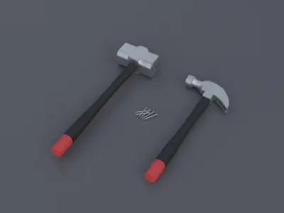 Hammer Low-poly 3D model 13
