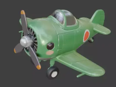 Stylized Chibi WWII Zero Fighter 3d Low-poly 3D model