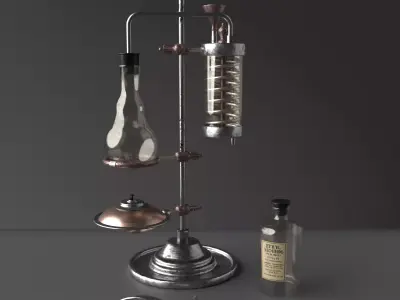 Antique Laboratory Distillation Set Low-poly 3D model