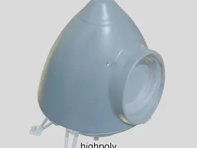 Futuristic Surveillance Turret with Advanced Optics Low-poly 3D model