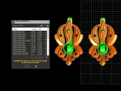 vintage earrings antique 886 3D print model