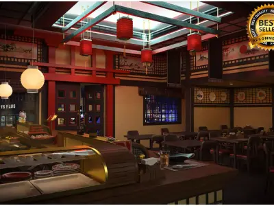 Sushi bar 3D model purchase