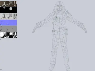 Post apocalypse character Low-poly 3D model