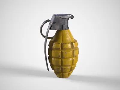 Mk 2 Grenade yellow painted Low-poly 3D model