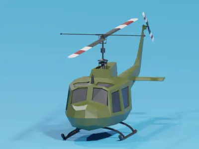 Bell UH-1 Iroquois Helicopter US Army Low-poly 3D model