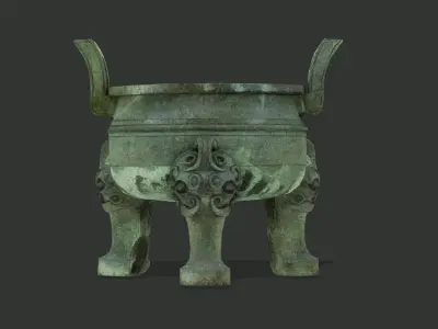 Traditional Chinese bronze ding Low-poly 3D model