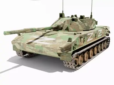 2S25 Sprut-SD Low-poly 3D model
