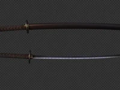 katana two samurai swords Low-poly 3D model purchase