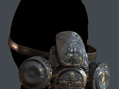 Gas mask helmet 3d model scifi Low-poly 3D model Low-poly  Low-poly 3D model