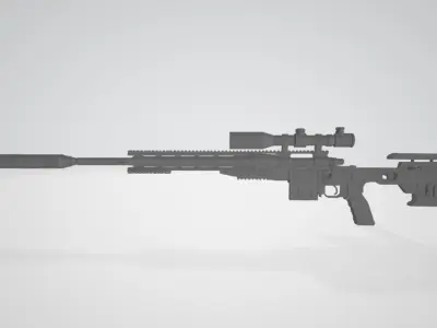 Sniper Ares Reminghton Lowpoly Free low-poly 3D model