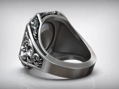 Royal Vintage Skull Rococo Pattern Signet 3D print model