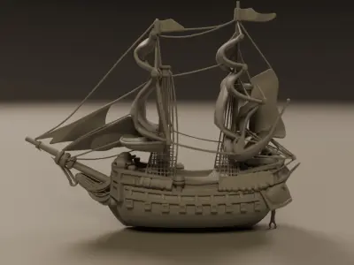 wooden ship 3D print model by CRS3D from CGTrader