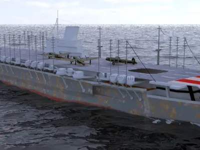 japanese aircraft carrier shinano Low-poly 3D model