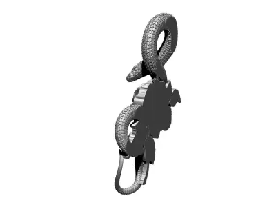 Highdetailed pendant with snake Poisonous Rose 3D print model