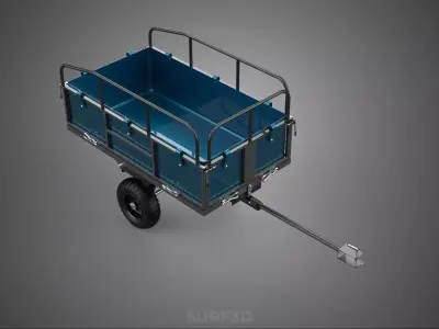 FENCE DRAY TRAILER CART TOW GARDEN TRACTOR SAFETY RAILINGS HITCH 3D model