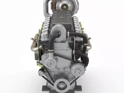 Heavy Duty Turbocharged Diesel Engine Low-poly 3D model