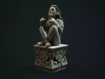 Statue Aztec Xochipilli God of art Low-poly 3D model
