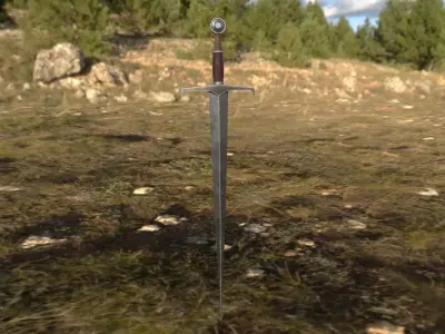 Medieval Sword Low-poly 3D model 19