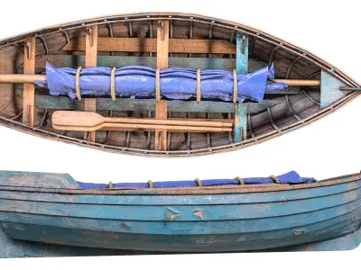 Old Boat Low-poly 3D model 3
