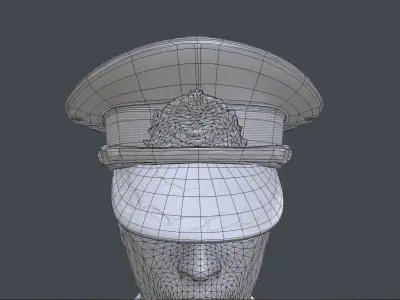 Azerbaijani Army Flat Cap hat  Military Worn-out Soldier  Low-poly 3D model