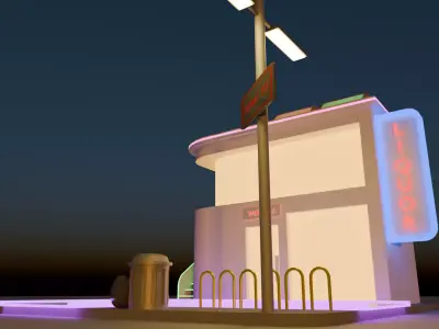 Cyberpunk Liquor Store Low-poly 3D model