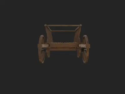 Medieval Wooden Horse Cart Variation 1 - Low Poly And Game Ready Low-poly 3D model