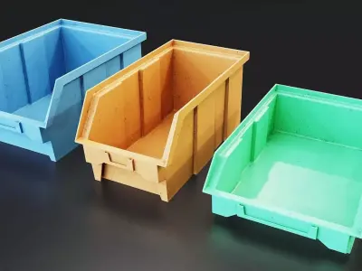 Plastic Storage Bins Set Low-poly 3D model