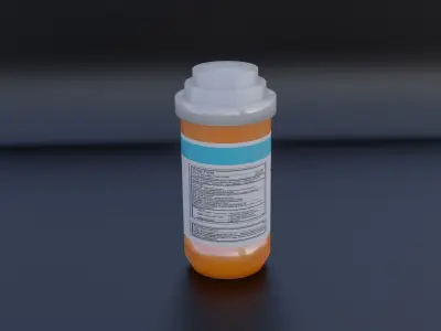 Painkiller medicine bottle Low-poly 3D model
