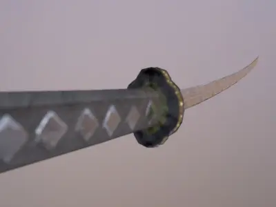 Katana samurai sword Low-poly 3D model 11