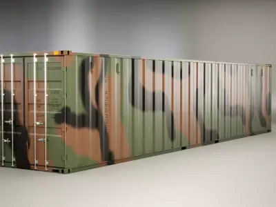 Intermodal Military Shipping Container 40-foot-long Low-poly 3D model