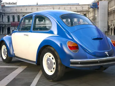 Iconic Volkswagen Beetle Rigged 3D model