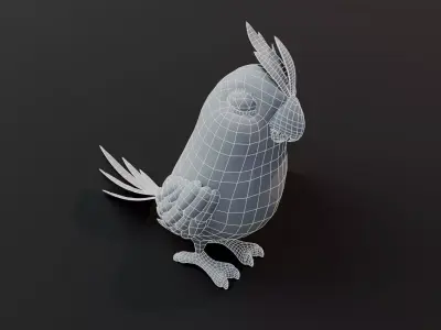 Cartoon Parrot Bird Base Mesh 3D Model Low-poly 3D model