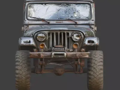 Damaged Post Apocalyptic Off Road Jeep 3D Model V02 Low-poly 3D model