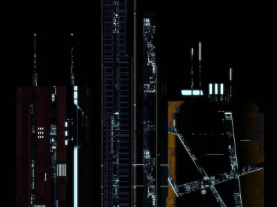 Futuristic City Sci-Fi Fantasy Scenery Low-poly 3D model