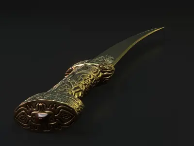 Low Poly Golden Dagger Low-poly 3D model