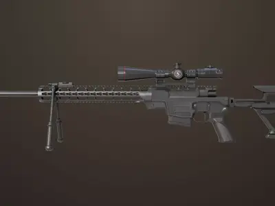 Sniper Rifle 04 Black Rigged All PBR Unity UE Textures Low-poly 3D model