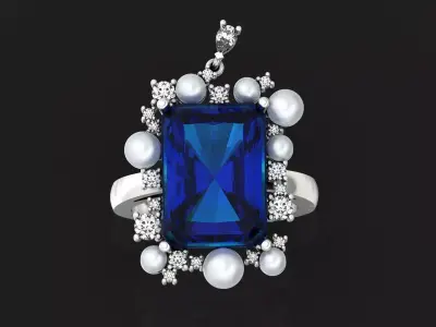 vintage ring with pearls and radiant 1251 3D print model